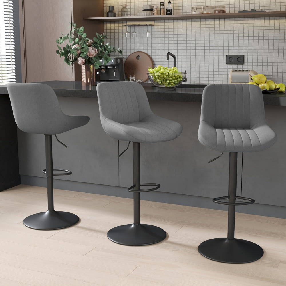 Counter Height Bar Stools Set of 1 2 3 4 Adjustable Swivel Upholstered Barstools with Back & Footrest for Kitchen Counter & Island – 6 Colors
