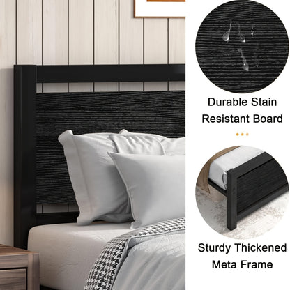 Metal Bed Frame Twin Full Queen Size Metal Bed Frame with Headboard, Wooden Steel Slat Support, Heavy Duty Platform, Under-Bed Storage, Available In White, Black, Brown, Grey