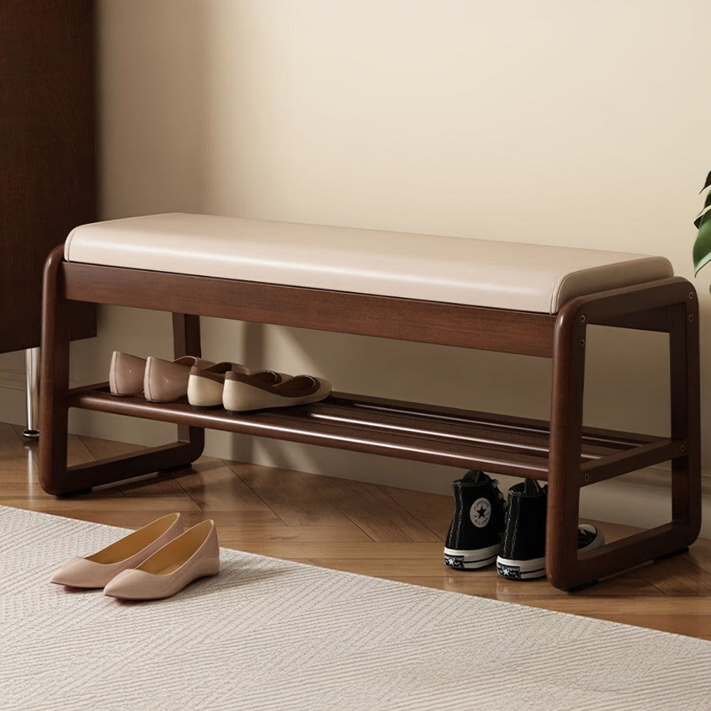 Solid Wood Entryway Shoe Cabinet with Bench - Modern Hallway Shoe Changing Bench with Large-Capacity Storage, Integrated Entrance Cabinet for Home