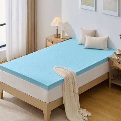 Cooling Gel Memory Foam Mattress Topper, Breathable Gel Premium Memory Foam Mattress, Fits All Mattresses, Ventilated Soft Breathable Mattress, Available In 1.5", 2", 3", And 4" Thicknesses, Multiple Sizes To Suit Different Needs, Blue