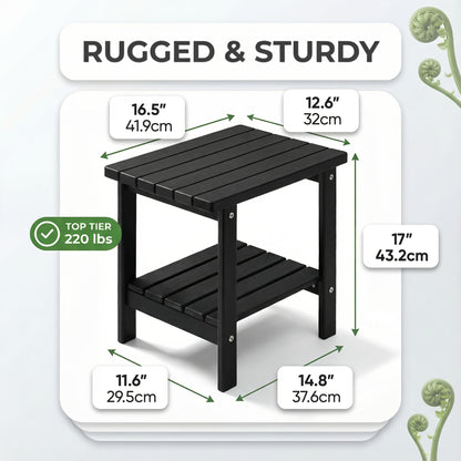 Adirondack Square Side Table, HDPE Outdoor Side Tables, Weather Resistant End Table for Patio, Backyard, Pool, Indoor Companion, Beach, Easy Maintenance