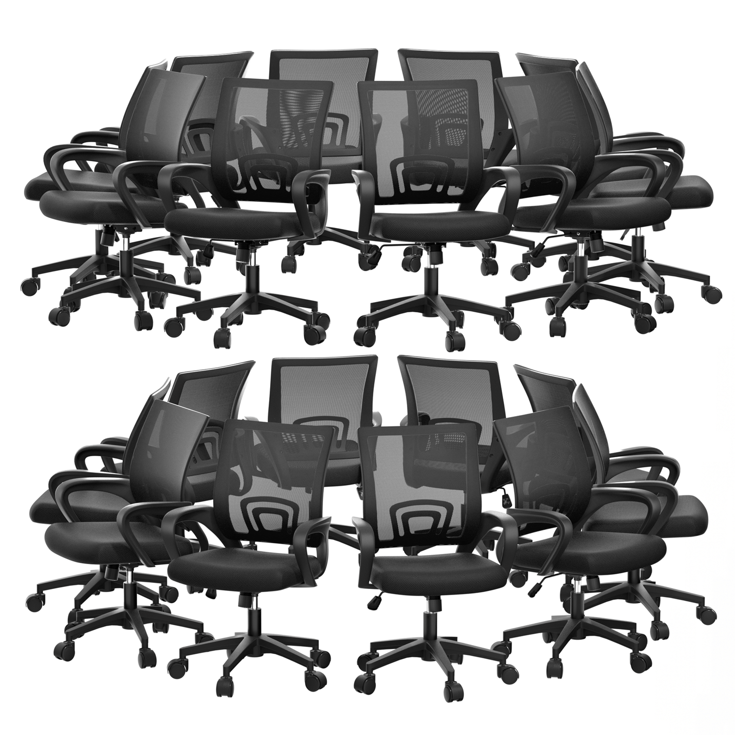 Mesh Office Home Chair, Mid Back Ergonomic Rolling Swivel Chair with Padded Seat and Armrest