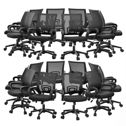 Mesh Office Home Chair, Mid Back Ergonomic Rolling Swivel Chair with Padded Seat and Armrest