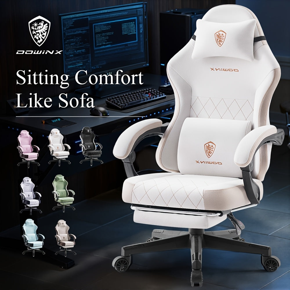 New Big & Tall Breathable Fabric Adult Gaming Chair With Pocketed Spring Cushion & Massage Lumbar Support - Ergonomic High Back Office Chair With Adjustable Headrest/Footrest, 300LBS Weight Capacity, Black, Gray, White, Green And 7 Other Colors