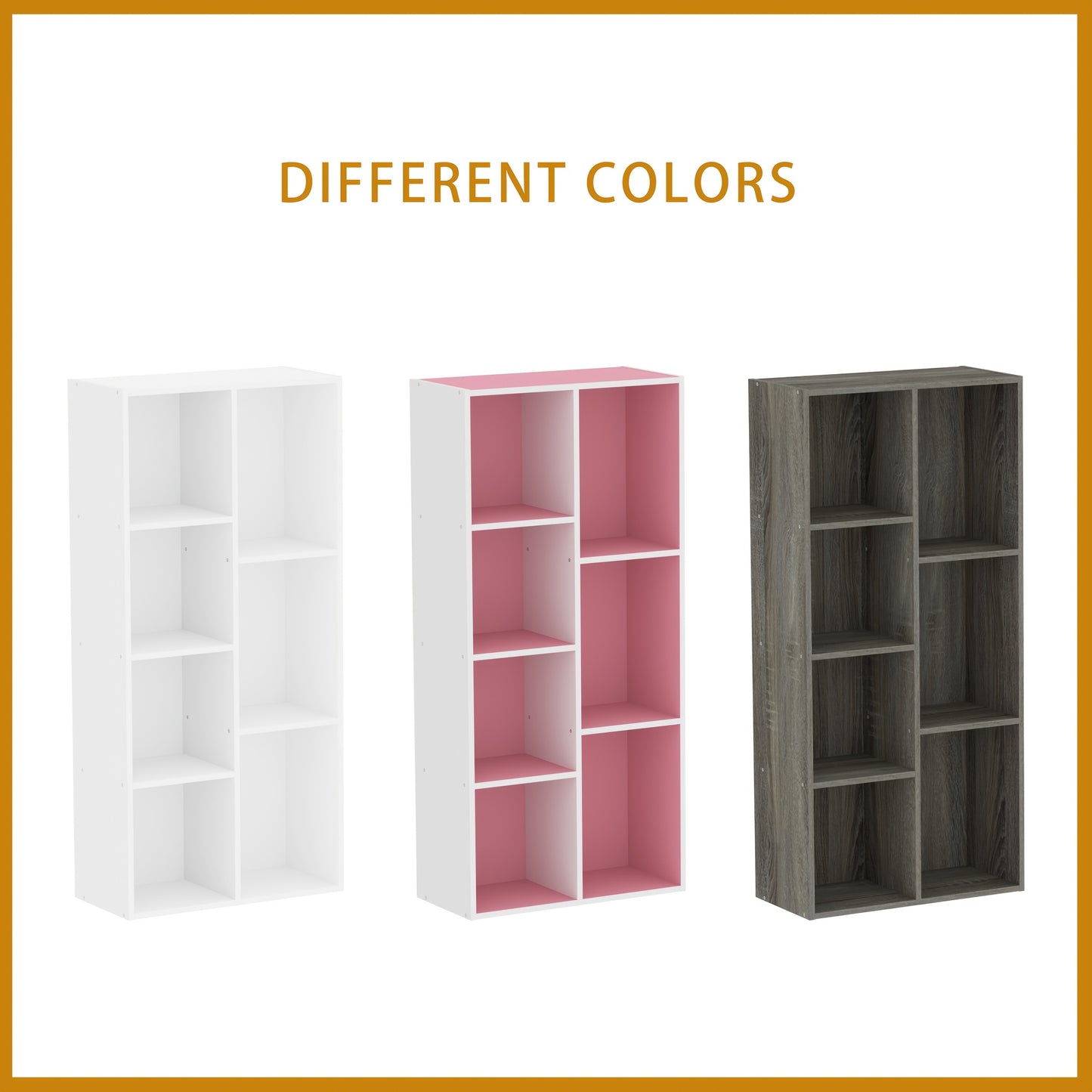 7-Cube Bookcase, Bookshelf, Storage Organizer, Multi-Purpose Shelving Unit for Books, Clothes,, Home Office, Living Room, Bedroom, Modern Design, Easy Assembly