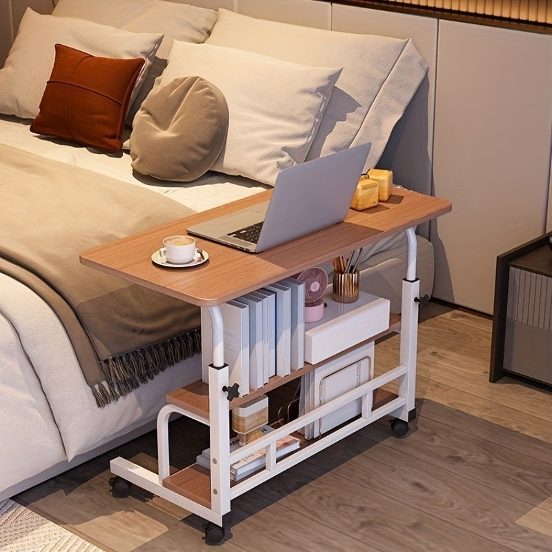 Adjustable Height Mobile Computer Desk; Double-layer Storage Multi-functional Table; Student Home Learning Game Table; Portable Bedside Sofa Office Desk; Su For Bedroom, Apartment, Living Room; Coffee Table Computer Desk; Space-saving Design Random