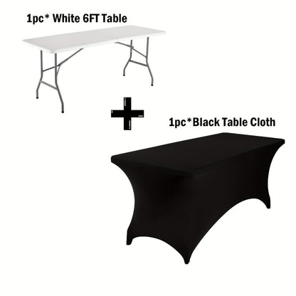 Folding Table 4ft or 6ft Plastic Portable Table with Carrying Handle for Indoor Outdoor, Picnic Party Camping Dining Banquet Table, White or Black