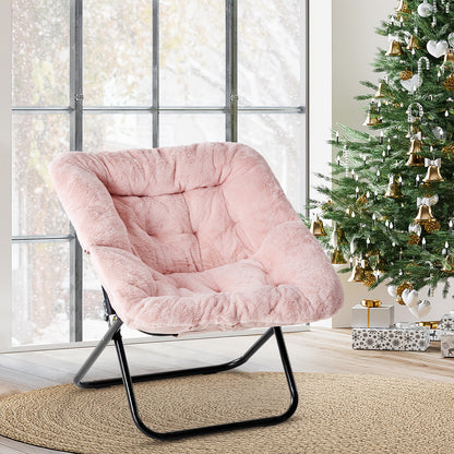 Square Moon Leisure Chair, Folding Portable Comfy Chair for Bedroom, Living Room, Reading, Relaxing, 450lbs Weight Capacity