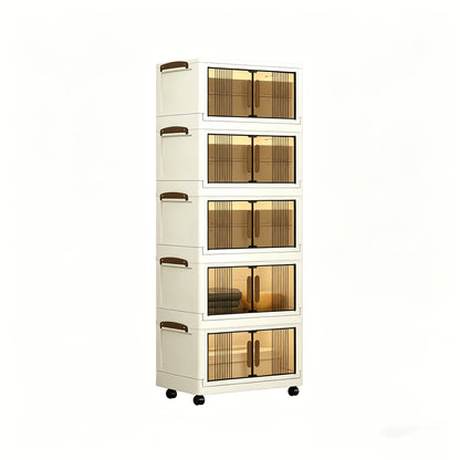 [Mother's Day Gift] 29-Gallon Storage Cabinet, 3/4/5 Layer Foldable Plastic Drawers With Wheels, Transparent Stackable Organizer Box, Suitable For Bedroom, Living Room, Mother's Day Gift