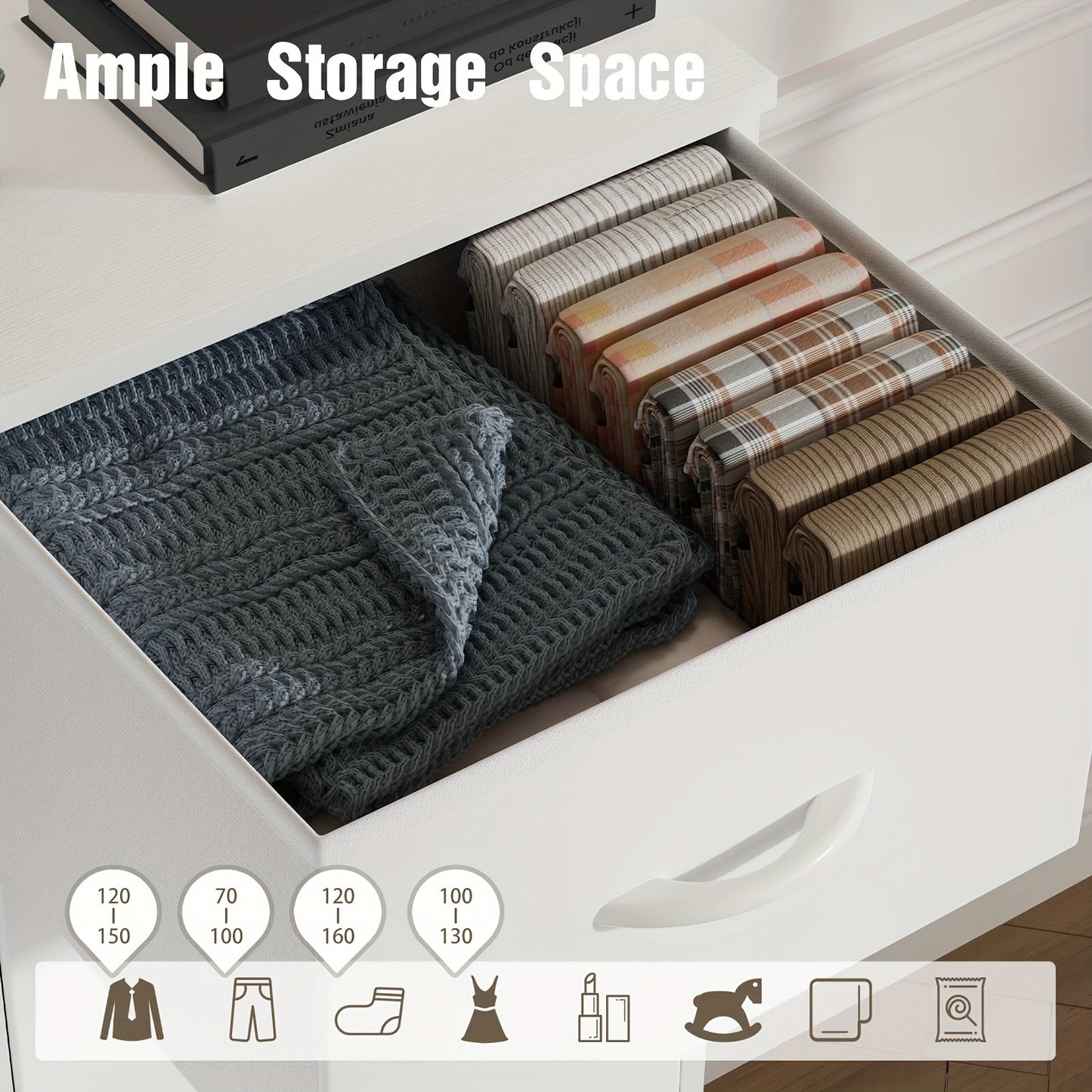 8 Drawer Storage And Organization, Home Dresser And Chest Of Drawers with 8 Fabric Storage Drawers Tower Unit, Bedroom Dresser with Wood Top, Thickened Frame for Bedroom, Living Rooms, Hallways