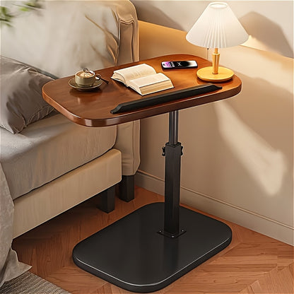 Walnut C-Shaped Sofa Bed Tray Table - Multi Functional Armrest Side Table, Sturdy Design, Perfect As A Snack Rack, Living Room, Bedroom, Bedside Table Laptop Desk, TV Tray Table, Dining Table, Sofa Tray Table, Adjustable Side Table, Christmas Gift