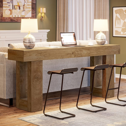 63-inch Long Console Table, Wooden Farmhouse Sofa Table Behind Couch, Entryway for Hallway, Living Room