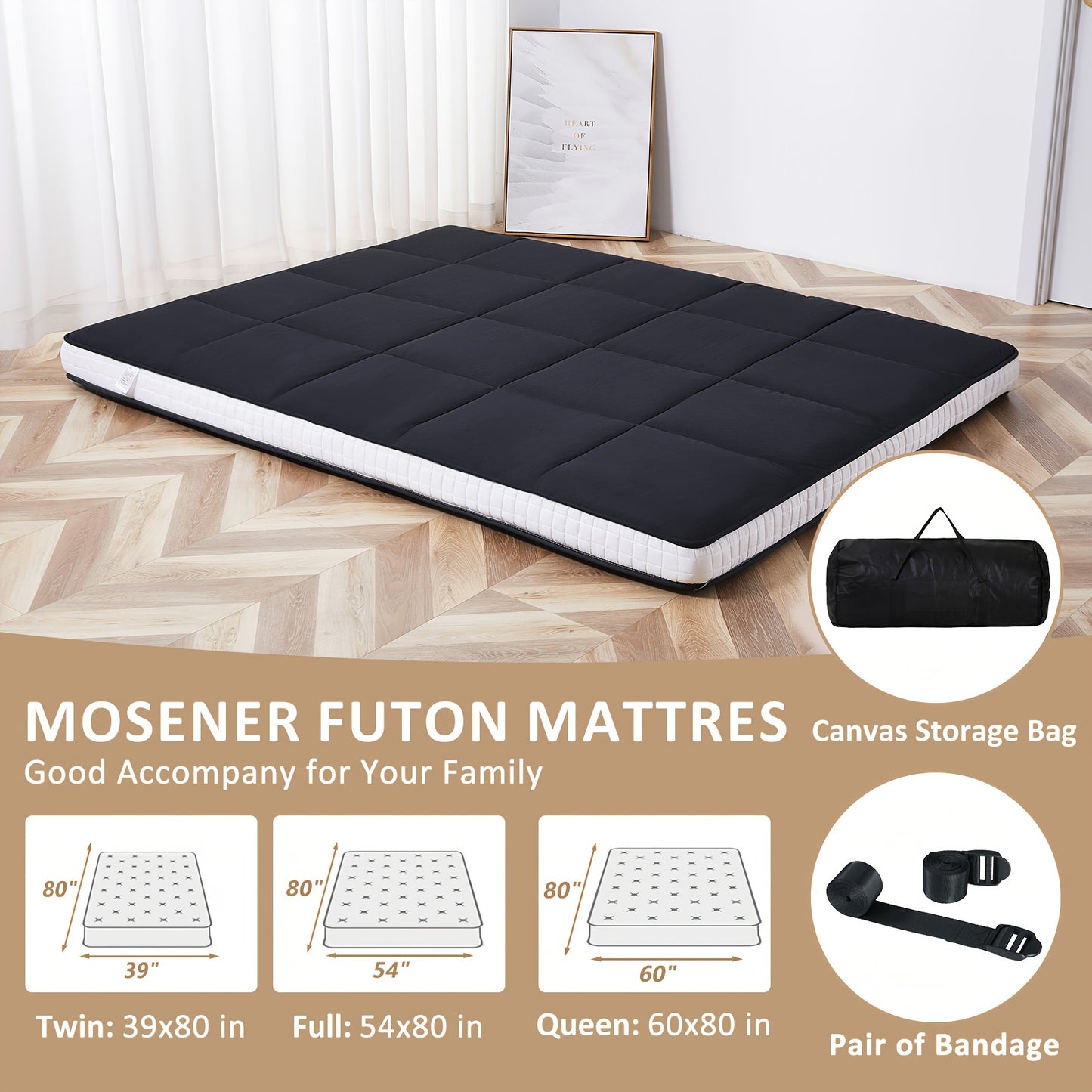 LILYPELLE Japanese Floor Mattress Futon Mattress, Foldable Mattress, Roll Up Mattress Sleeping Tatami Mat Floor Lounger Guest Bed, Easy to Store And Portable for Camping Couch