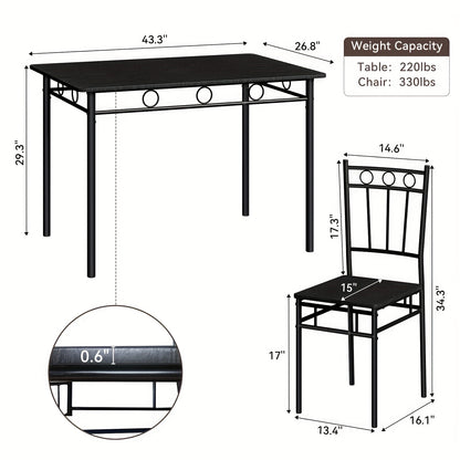 Dining Table Set - 5pcs Rectangular Dining Table Set with 4 Backrest Chairs, High-quality Wooden Kitchen Dining Table And Chairs, Perfect for  Spaces And Apartments