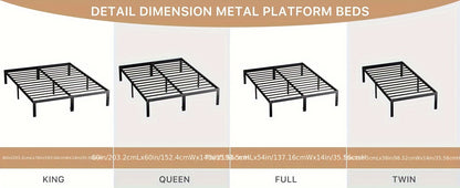 [Metal Platform Bed Frame] Bed Frame - 4 Size Platform Bed Frame Metal Mattress Foundation with Steel Slat Support, No Box Spring Needed, Storage Space Under Frame, Easy Assembly, Black