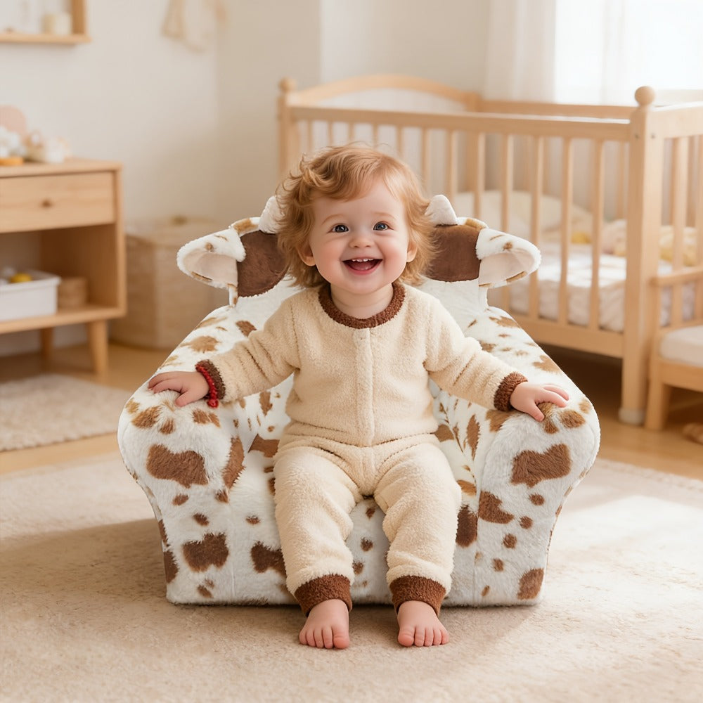 Kids Sofa/Teens - Ultra-Soft Teddy Bear Fleece And Machine-Washable Cover | 20"X15"X18" Ergonomic Support Chair, 5.6Lbs Lightweight | Breathable Skin-Friendly Lounger for Game Room/Playroom (Cozy Beige)