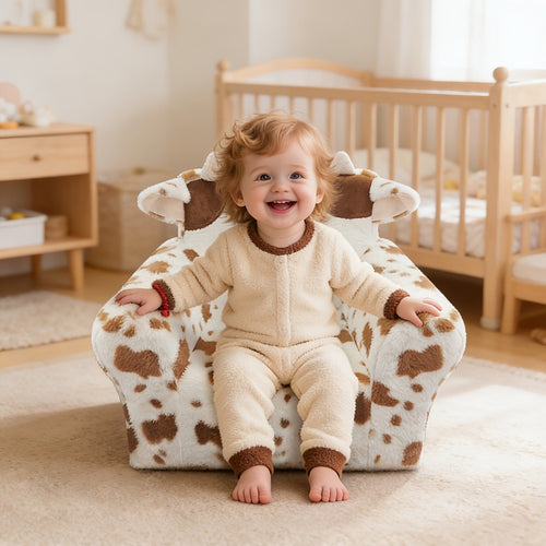 Kids Sofa/Teens - Ultra-Soft Teddy Bear Fleece And Machine-Washable Cover | 20"X15"X18" Ergonomic Support Chair, 5.6Lbs Lightweight | Breathable Skin-Friendly Lounger for Game Room/Playroom (Cozy Beige)