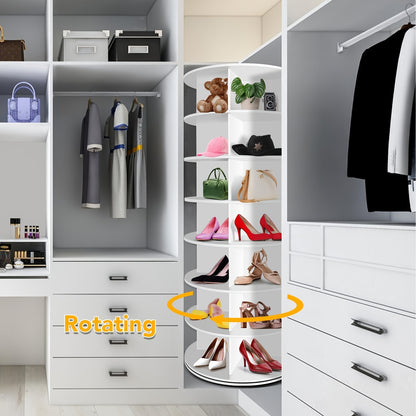 Rotating Shoe Rack Tower, 7 Tier Revolving Shoe Rack, 360° Spinning Shoe Rack for Closet, Vertical Shoe Tower Organizer, Easy to Assemble Closet Organizers And Storage for Handbag, Shoe