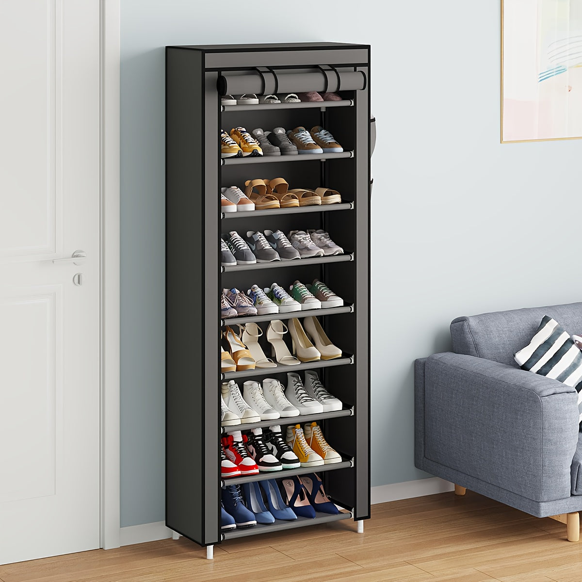 6/8/10/3 Tier Shoe Organizer with Nonwoven Fabric Cover Shoe Cabinet, Easy to Assemble, Portable Shoe Cabinet, Shoe Storage Shelf for 27-35 Pairs Of Shoes, Suitable for Various Scenes Such As Entryway, Suitable for Sneakers, High Heels, And Boots
