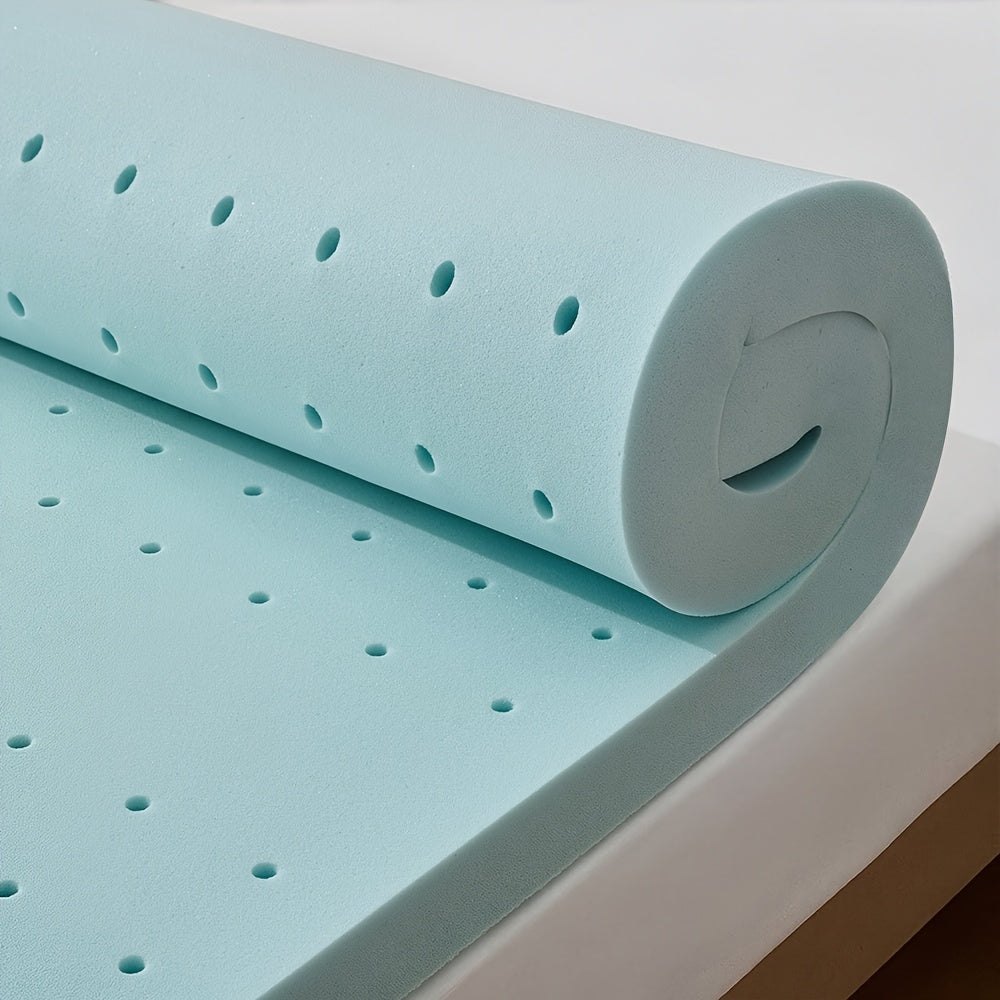 Breathable Gel Memory Foam Mattress Topper with Larger-pore Zones, Breathable Soft Mattress Topper, Cooling Mattress Topper, Gel, High-quality Memory Foam Mattress; Available In 1.5", 2", 3", And 4" Thicknesses for A Variety Of Options, Blue