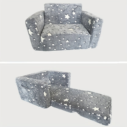 Glow In The Dark Super Soft Open Sofa 2in 1 Convertible Convertible Sofa Bed Glow In The Dark Plush Chair with Lazy Cushions