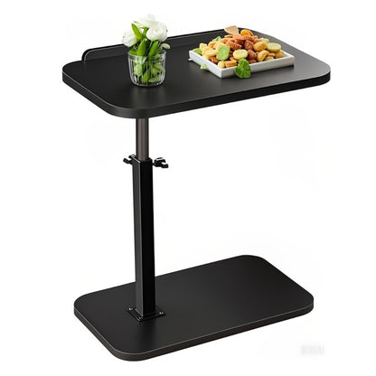 C-Shaped Lift Table with Adjustable Height and Cork Tabletop, Iron Frame Side Table for Sofa Bed Bathtub Outdoor, Coffee Table Laptop Desk for Living Room Bedroom Bathroom Office, Black or Walnut