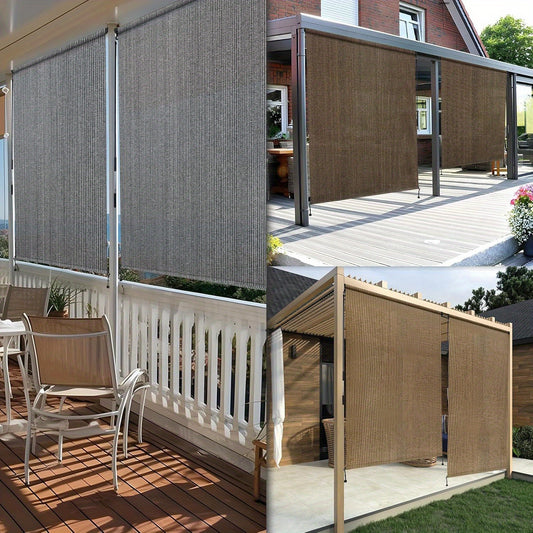 Outdoor Blinds Screens for Patio Outdoor Roller Shade with Spliced Design, Cordless Exterior Roll Up Sun Shade for Pergola Front Porch