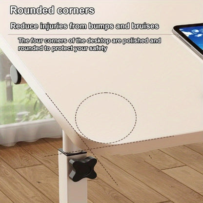 Adjustable Tilt Foldable Standing Desk 32"x16" – Portable Mobile Laptop Rolling Desk with Height Adjustment, Compact Sit-Stand Workstation, White