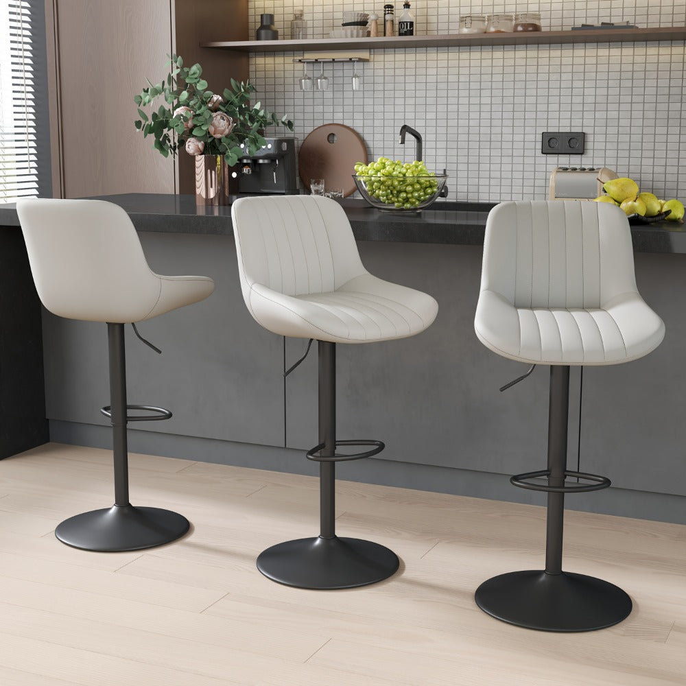 Counter Height Bar Stools Set of 1 2 3 4 Adjustable Swivel Upholstered Barstools with Back & Footrest for Kitchen Counter & Island – 6 Colors