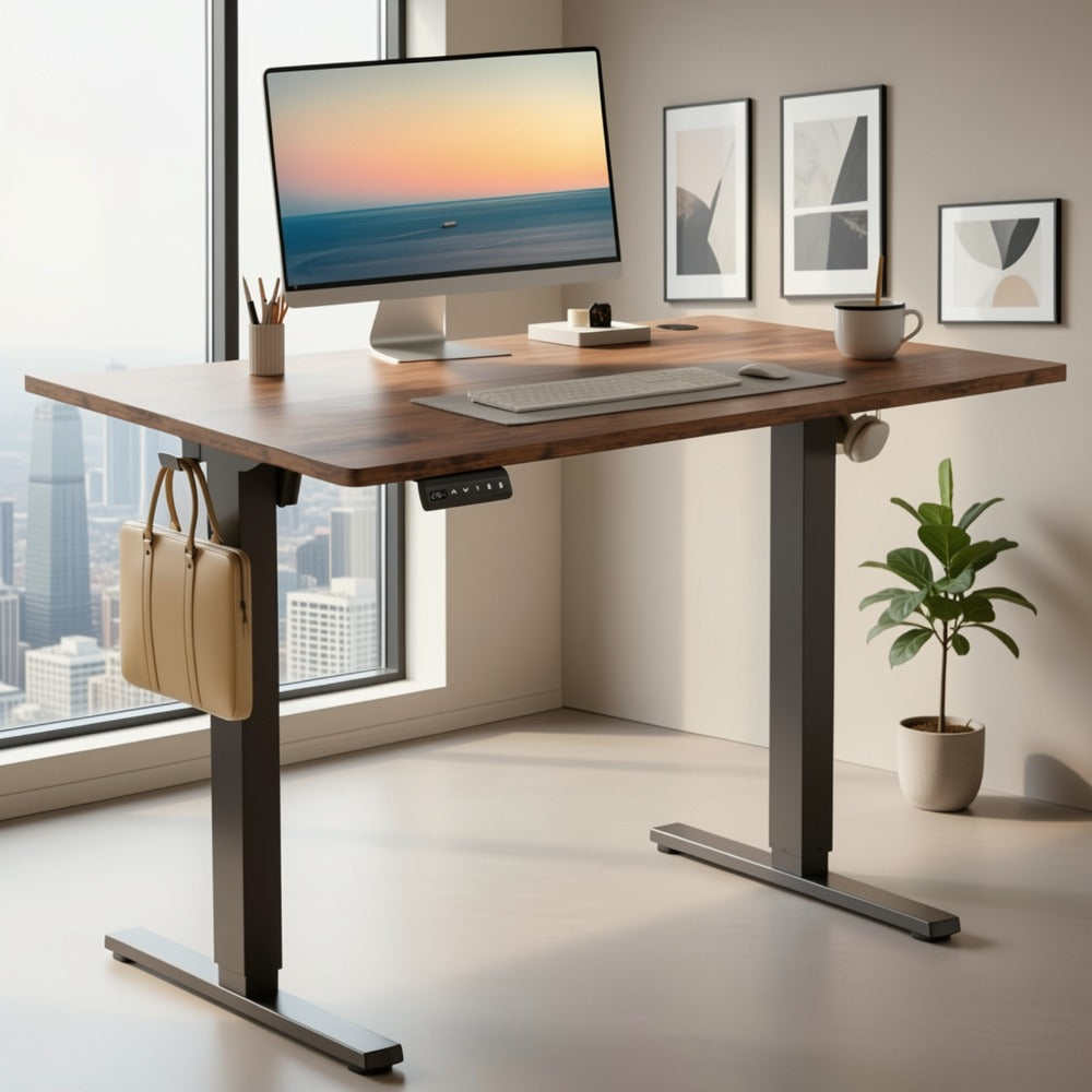 Electric Standing Desk Adjustable Height – Motorized Sit Stand Desk with Memory Presets, Home Office Ergonomic Workstation, 40/48/55 Inch, Black, Oak, Brown, White