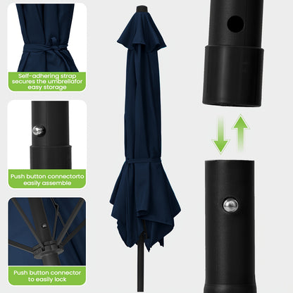 Outdoor Patio Umbrella, Heavy Duty Round Market with 6 Sturdy Ribs, Air Vent & UV Protection, for Garden Deck Backyard Poolside Beach, 7.5ft, No Base Included