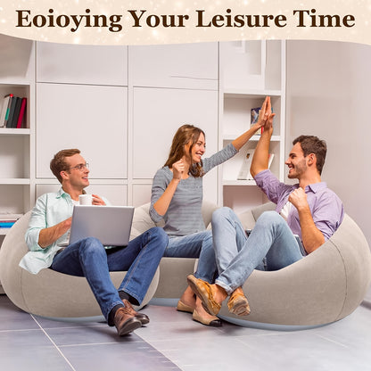 1pc Soybean Bag Chair, Inflatable Sofa Chair, Soft, Comfortable, Outdoor, Lazy Seat, Tatami Chair, Sofa Cover, Lazy Sofa, Circular Single Sofa, Living Room, Office Lunch Break, Outdoor Picnic Camping, Father's Day Gift