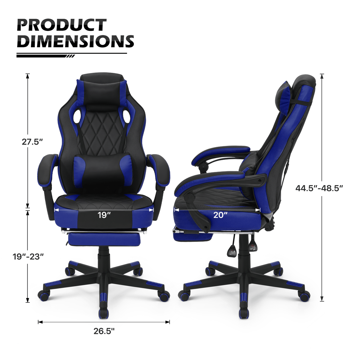 Ergonomic Gaming Chair with Retractable Footrest & Detachable Lumbar Support 360 Degree Swivel Racing Style PU Leather Computer Gaming Chair with Headrest for Home Bedroom Office