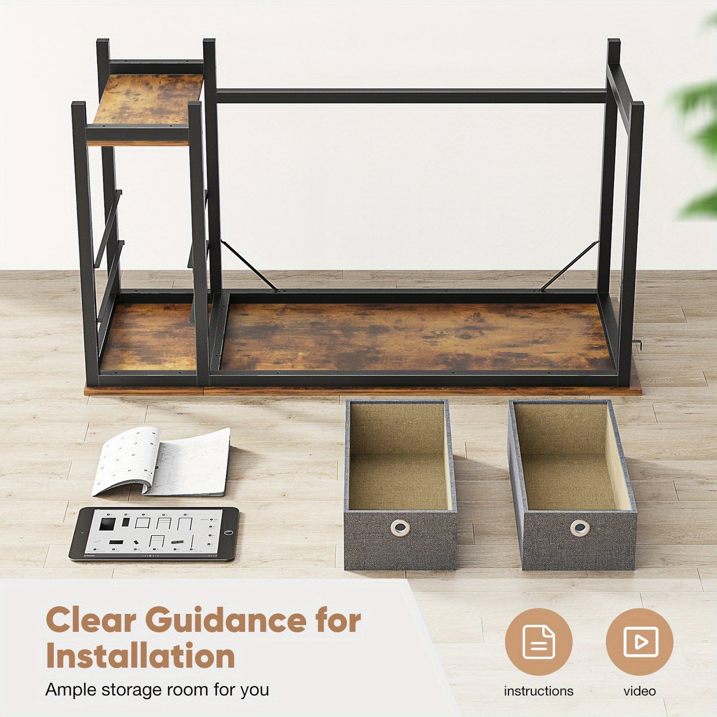 47-Inch Computer Gaming Desk with 2 Adjustable Fabric Storage Drawers, Ideal for Work, Writing, And Study, Computer Desk