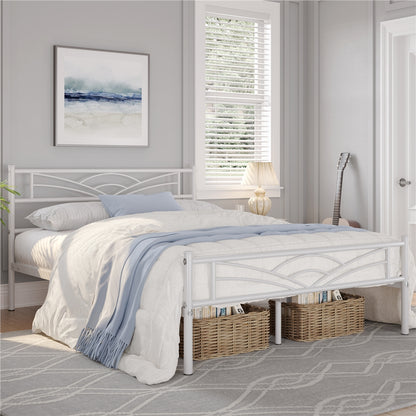 Costoffs Metal Platform Bed Frame with Cloud-inspired Design Headboard and Metal Bed Slats, Ample Under-bed Storage, Halloween Gift, Christmas Gift