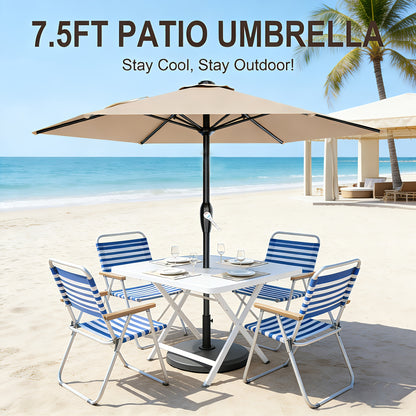 [UV Protection] 7.5' Umbrella Outdoor Patio, Pool Market Umbrella W/ 6 Fiberglass Ribs, Table Umbrella With Crank UV Protection For Porch, Deck, Yard, Garden