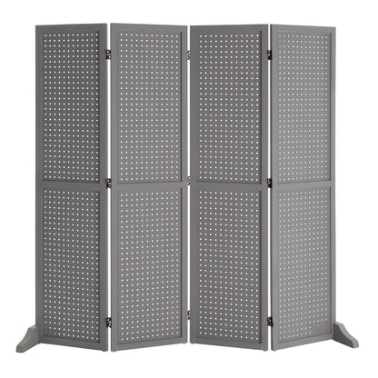 VINGLI Freestanding Pegboard with Support Feet, 5 FT Wood Room Divider Display Board Organizer, Folding Privacy Screen Partition Space Separator for Craft Shows Events Retail