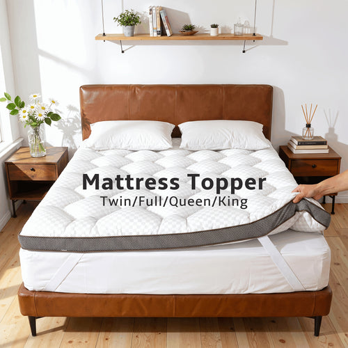 Upgraded Luxury Mattress Topper, Deep Pocket And Lace-Up Style Quilted Mattress Cover, Machine Washable Bed, Soft Cooling Mattress Protector, Pet Friendly Non-Slip Breathable Bedding, Fit Mattress Bedroom, Apartment, Guest Room, School Dormitory