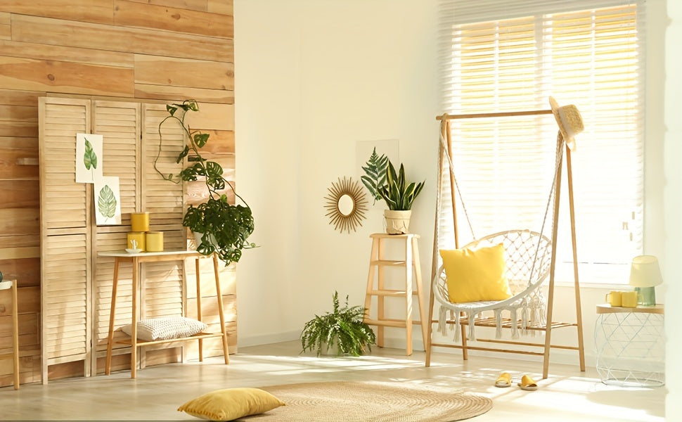 Hanging Chair for Bedroom Hammock Chair Swing with Lights And Hardware Kits Holds Up to 550Lbs Macrame Swing Chair Hanging Cotton Rope Swing Chair for Bedroom, Patio, Deck, Garden And Porch