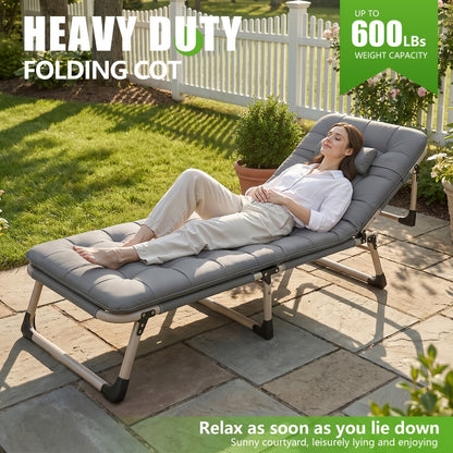 Folding Lounge Chair for Office Nap & Lunch Break with Optional Removable Pad, Ergonomic Adjustable Recliner, Lightweight Compact Design, Up to 600 lbs Capacity