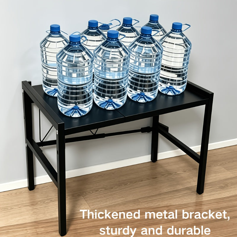 Space-Saving Adjustable Microwave Shelf, Multi-Functional Kitchen Counter Shelf. Thickened Metal, Strong Load Capacity. Easy Assembly, Available In Single Or Double Layer. Adjustable From 16 -24in. Suitable for Microwave, Cookware, And Spice Storage