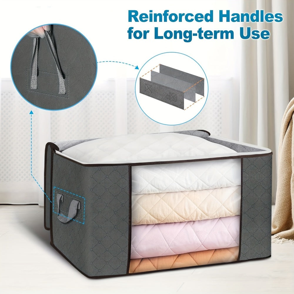 Large Storage Bags 23.78 Gal Foldable Clothes Storage Bins Closet Organizer Containers with Reinforced Handle for Clothing Blankets Comforters Bed Sheets Pillows 4 5 6 12 Pack Gray