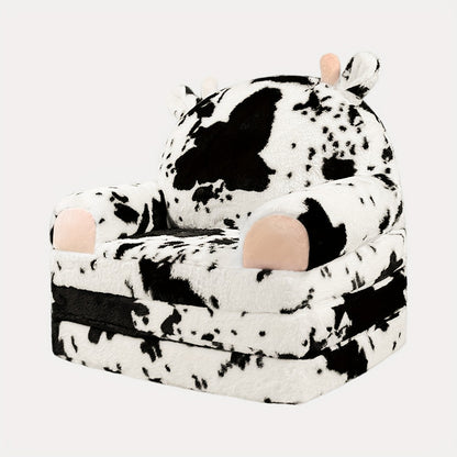 Cute Teddy Bear Kids Foldable Sofa 2-In-1 Fold Out Couch Soft Polar Fleece Chair High-Density Foam PP Cotton Lounger for Playroom Boys Girls Room Decor