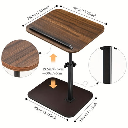 Walnut C-Shaped Sofa Bed Tray Table - Multi Functional Armrest Side Table, Sturdy Design, Perfect As A Snack Rack, Living Room, Bedroom, Bedside Table Laptop Desk, TV Tray Table, Dining Table, Sofa Tray Table, Adjustable Side Table, Christmas Gift