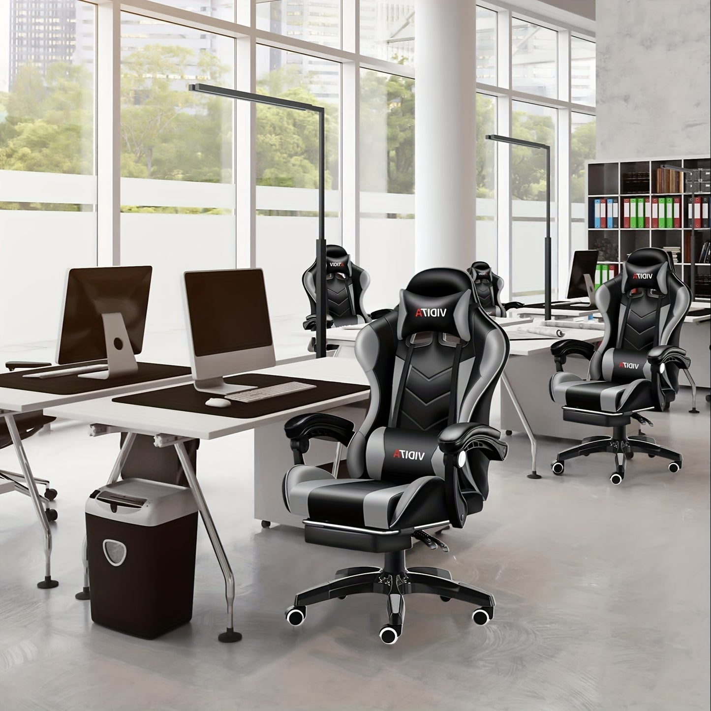 Office Gaming Chair, Computer Office Chair with Pocket Spring Cushion, Linkage Armrests And Footrest, High Back Ergonomic Computer Chair with Lumbar Support Task Chair with Footrest