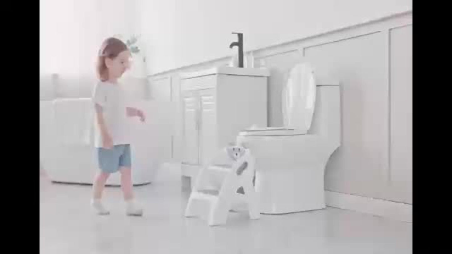 Toddler Step Stool, Foldable 2-Step Kids Stool with Non-Slip Design And Handle, Multipurpose Step Stool for Bathroom Sink, Kitchen, Bedroom, Counter