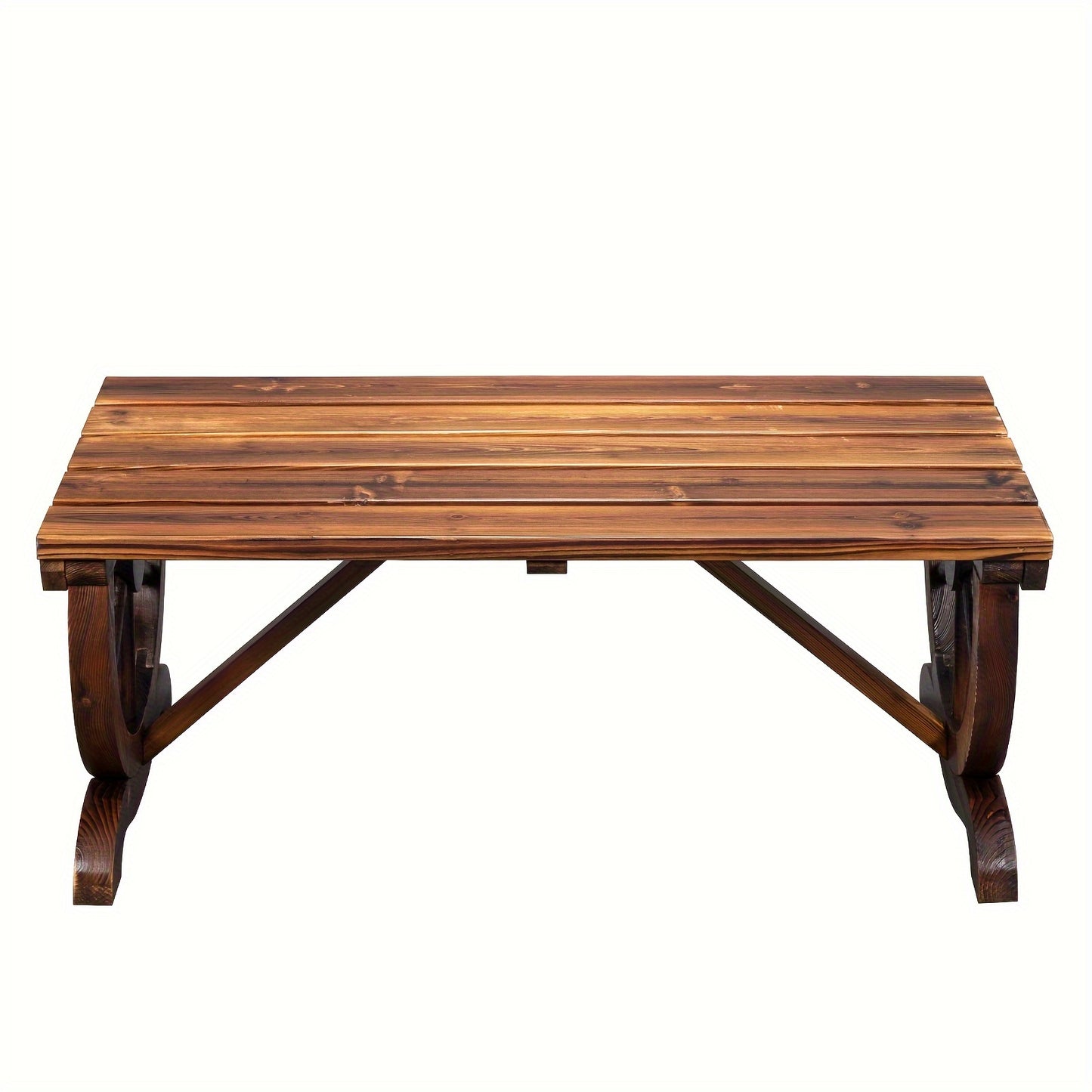 38.5In Wood Bench with Wooden Wheel Cedar Carbide Color