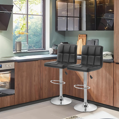 Bar Stool Set of 2, Bar Table Sold Separately, PU Leather Adjustable Swivel Stool