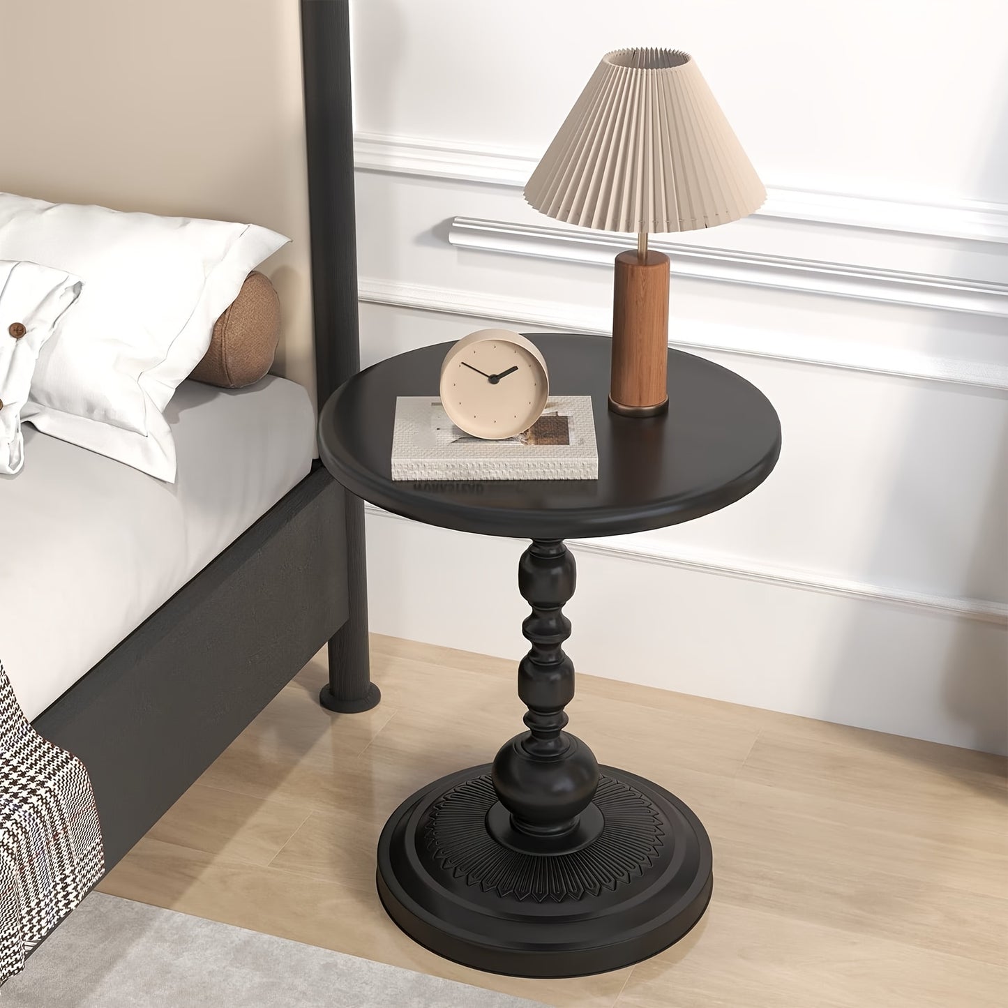 Round Side Table, Metal End Table, Anti-Rust And Waterproof Small Coffee Table For Living Room Bedroom Balcony, Black, White, Pink