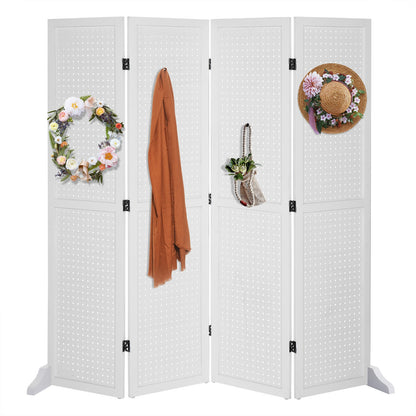 VINGLI Freestanding Pegboard with Support Feet, 5 FT Wood Room Divider Display Board Organizer, Folding Privacy Screen Partition Space Separator for Craft Shows Events Retail